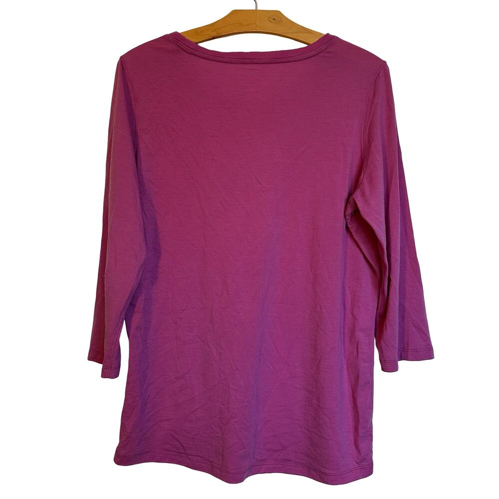 WoolX Jenny 3/4 Sleeve Crewneck Tee Shirt Summer Sorbet Pink Merino Base Layer L - Picture 2 of 5